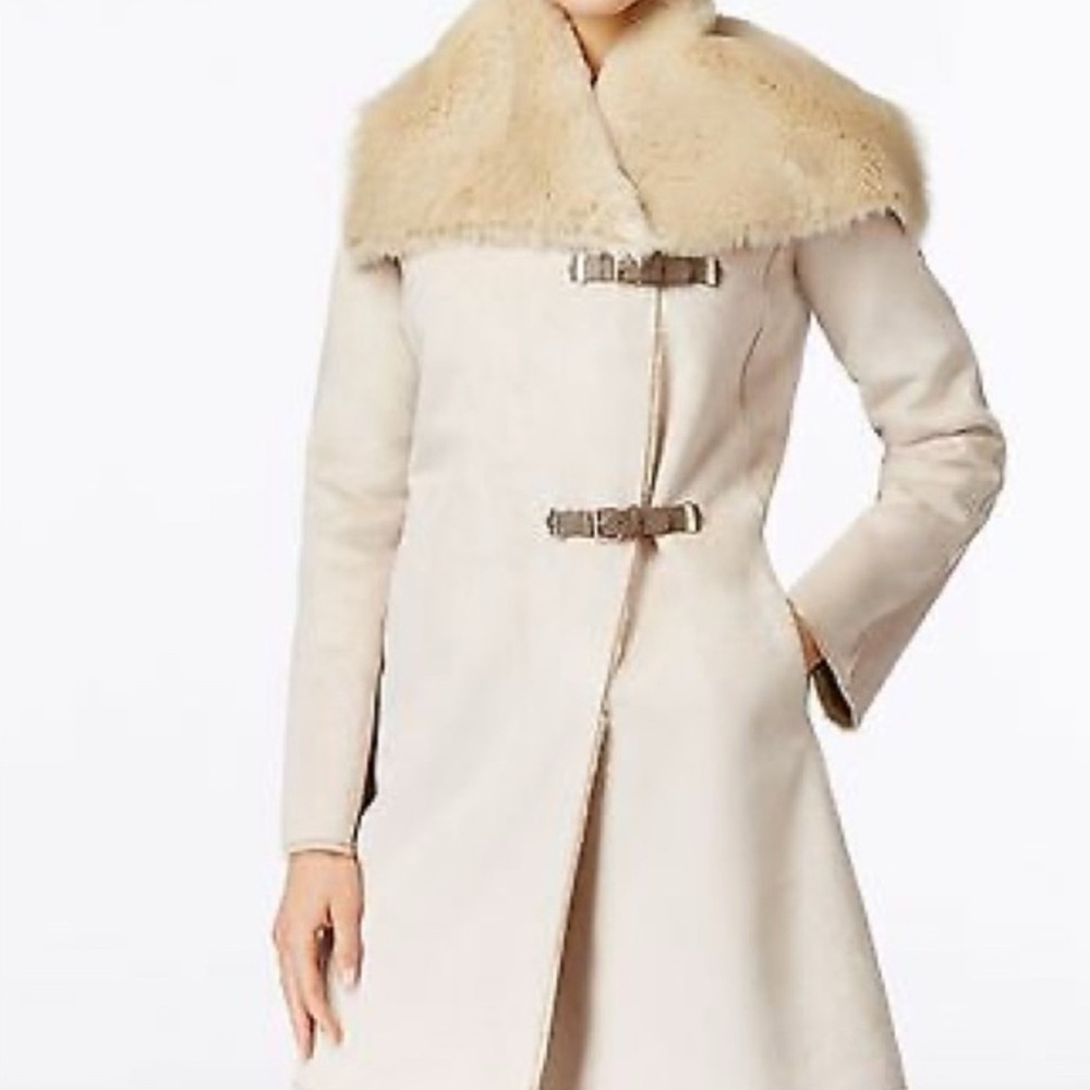 NWOT‎ Calvin Klein Womens Beige Long Sleeve Drawstring Waist Duffle Coat Size M